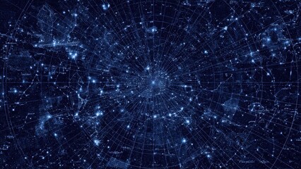 Fototapeta premium Detailed Celestial Star Chart in Blue