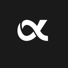 Alpha symbol logo black white design template
