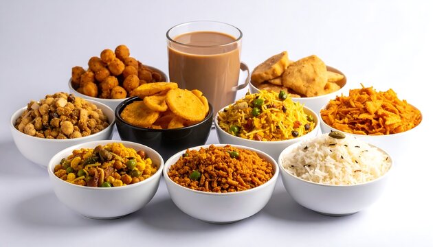 Assortment of Indian Snacks and Tea - A Culinary Delight.