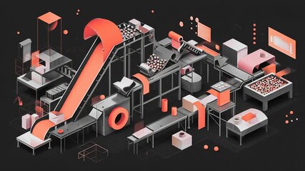 Automated waste management system, data driven recycling process, abstract technology elements, smart minimal design aesthetic  - Powered by Adobe