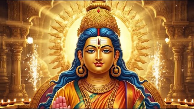 Indian hindu god lord sun surya puja celebration with fireworks and flowers for ratha saptami bhanu saptami makar sankranti pongal and surya shashti festival background