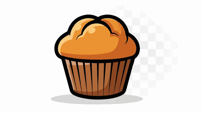 A single, stylized muffin with a rich brown wrapper and golden-brown top
