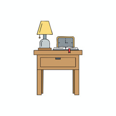 Cozy Home Office Desk with Lamp and Alarm Clock