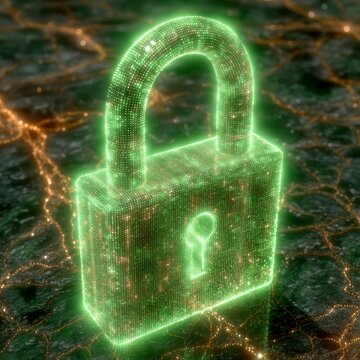 Digital Lock Symbolizing Security and Privacy in Cyber Space