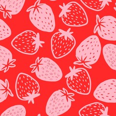 Red Strawberry Valentine Seamless Pattern Background