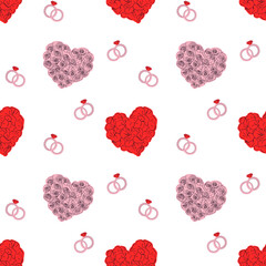 Heart and Ring Valentine Seamless Pattern Background