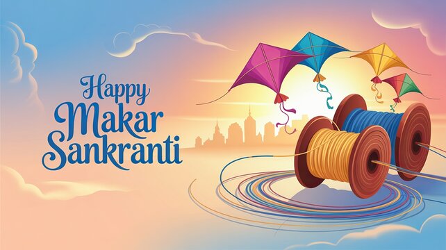 Bright Sankranti celebration artwork featuring kites, culture, and festive energy.