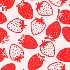 Valentine Strawberry Seamless Pattern Cream Background