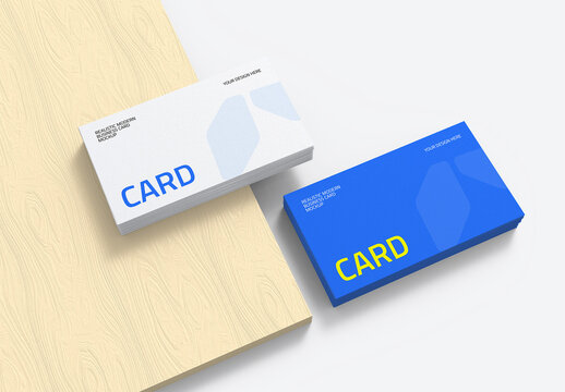 Professional Business Card Mockup on Wooden Background