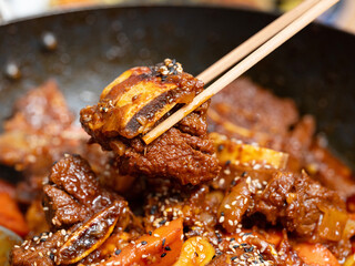 Braised Short Ribs, galbijjim, Braised Spicy Short Ribs