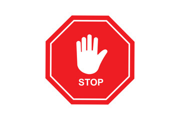 Obraz premium stop work authority icon, stop hand icon over red polygon