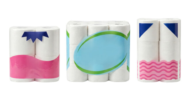 Packaged Toilet Paper Rolls with Colorful Designs
