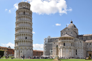 Leaning tower of Pisa is a famous architectural and touristic object in Italy