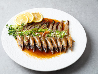 Soy Sauce Marinated shrimp, Korean food