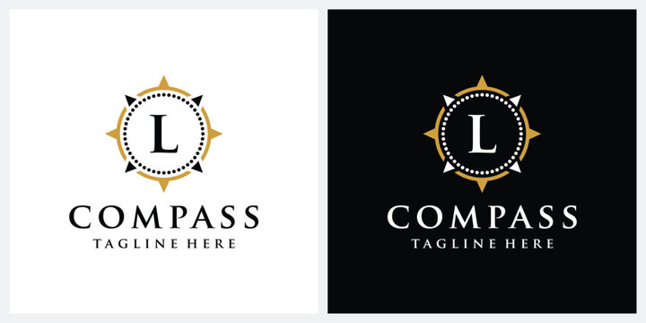 Initial letter L compass logo design, circle logo graphic icon