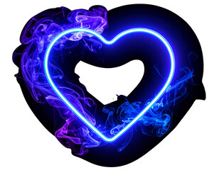 Neon heart isolated on transparent background. PNG , se of  