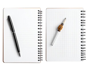 Notebook with pen isolated on transparent background, Set of  