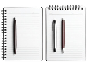 Notebook with pen isolated on transparent background, Set of