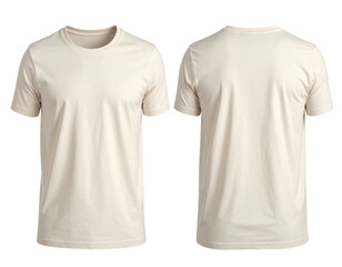 Off-white beige t shirt isolated on transparent background. PNG, Set of  