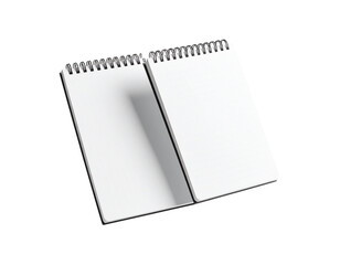 Open spiralbound notebook with blank lined pages isolated on transparent background