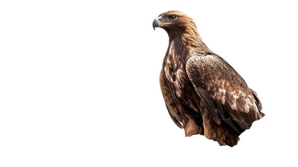 Majestic eagle bird of prey standing profile detailed brown feathers sharp beak wildlife illustration isolated on white background