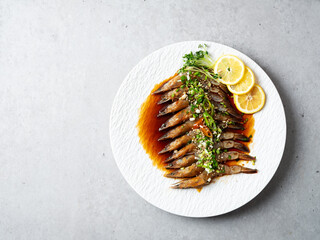 Soy Sauce Marinated shrimp, Korean food