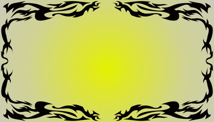 Black Decorative Border Frame on Yellow Background.