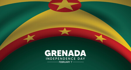 Grenada Independence Day Celebration Poster With National Flag Colors And Patriotic Waves