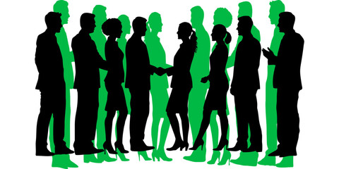 Group of Business People Silhouettes Standing Together.