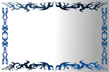 Ornate Blue Floral Border Design Element.