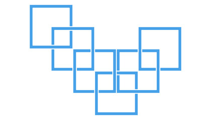 Blue overlapping square frames, geometric abstract background, interconnected link business design.