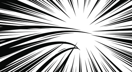 Fototapeta premium Manga speed lines of radial comic vector background. Cartoon flash, rays of explosion, boom and roar force. Abstract sparks and perspective motion