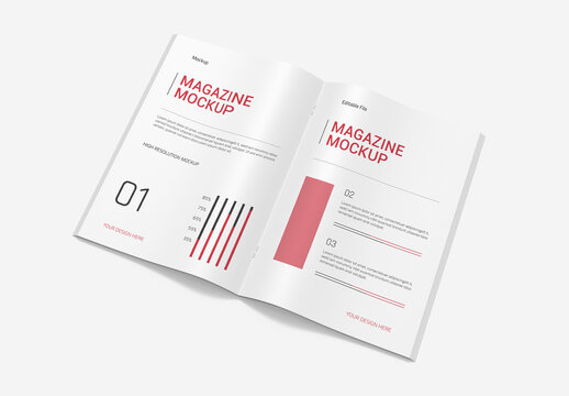 Hardcover & Softcover Open Magazine Book Mockup PSD