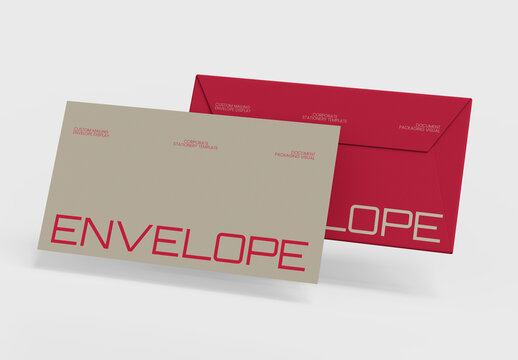 Corporate DL Envelope Mockup with Front and Back View for Branding