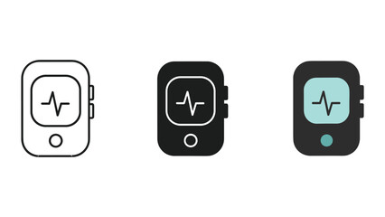 Smartwatch icons with heartbeat display