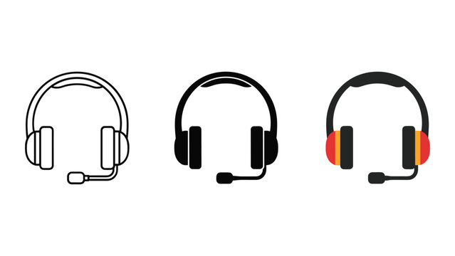Headset icons in various styles and colors