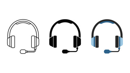 Headset icons in various styles and colors