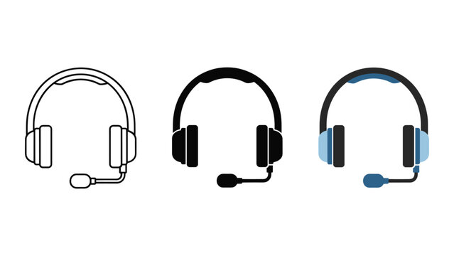 Headset icons in various styles and colors