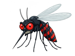 Cartoon mosquito isolated on transparent background