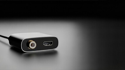 Modern USB C to Coaxial Digital Audio Converter Adapter on a Dark Background.