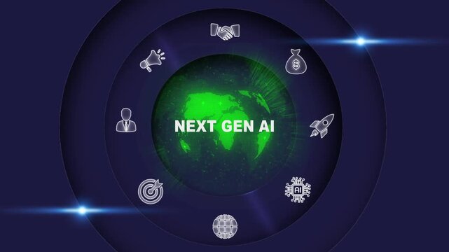Next Gen AI Concept with Global Network and Business Icons Next gen AI next generation AI