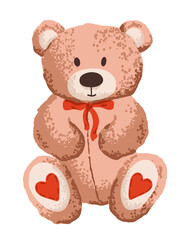 Valentines Day teddy bear with red bow and heart