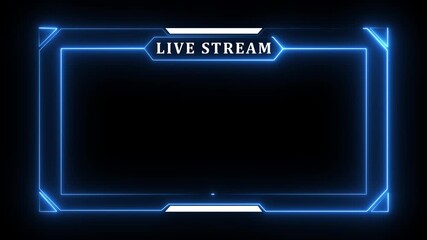 futuristic neon purple and orange gaming stream frame overlay with hud elements.neon hud motion graphics video