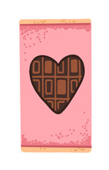 Valentines Day chocolate in pink packaging with heart