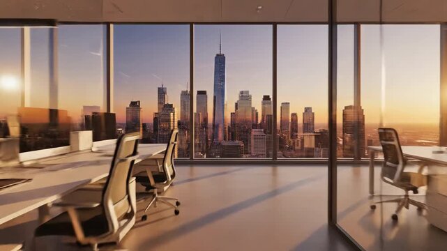 Sunset Scenes in Urban and Interior Settings