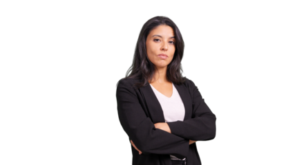 Businesswoman standing confident with arms crossed isolated