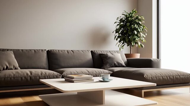 Modern Living Room with Sectional Sofa and Coffee Table.