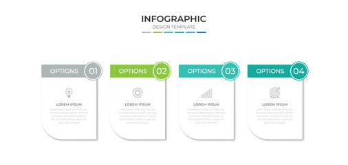 Infographic design template with icons and 4 options or steps. Can be used for process diagram, presentations, workflow layout, banner, flow chart, info graph