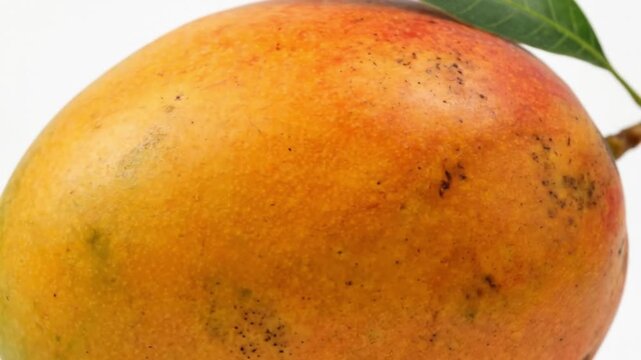 A vibrant, succulent tropical fruit is presented in a captivating close-up shot, highlighting its natural beauty and delicious appeal against a clean, brilliant white background. The fruit's skin boas