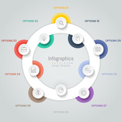 Infographic 10 options design elements for your business data. Vector Illustration.